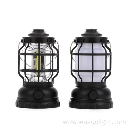 Japan Korea Best Selling Antique Flicker Flame COB Hanging AA/USB Rechargeable Plastic Led Lantern For Outdoor Camping Hiking